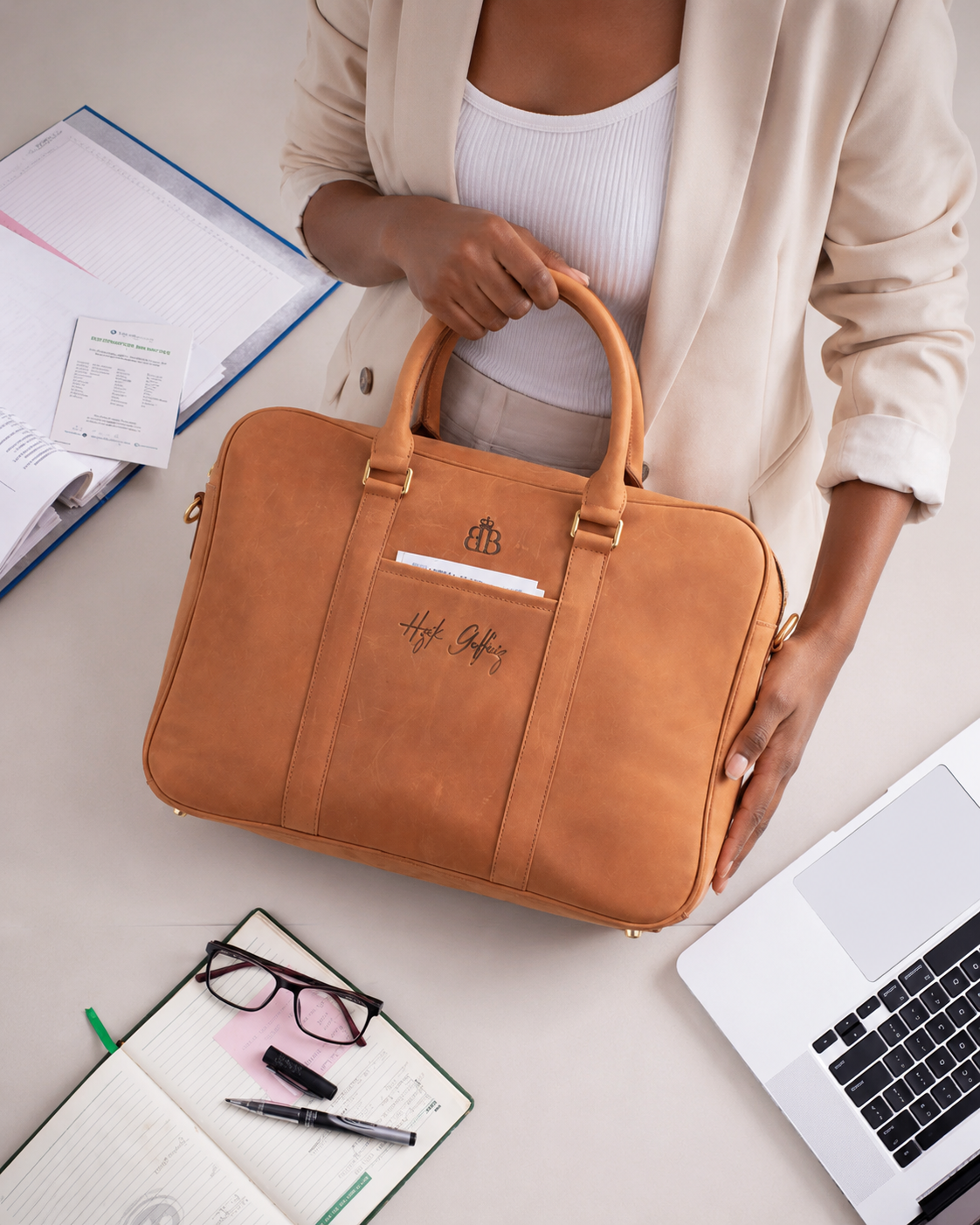 Paves Leather Briefcase