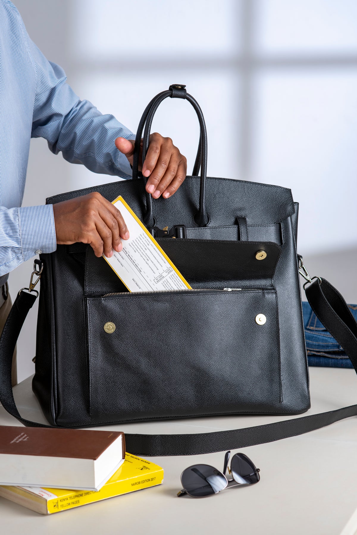 Taji Structured Leather Carryall
